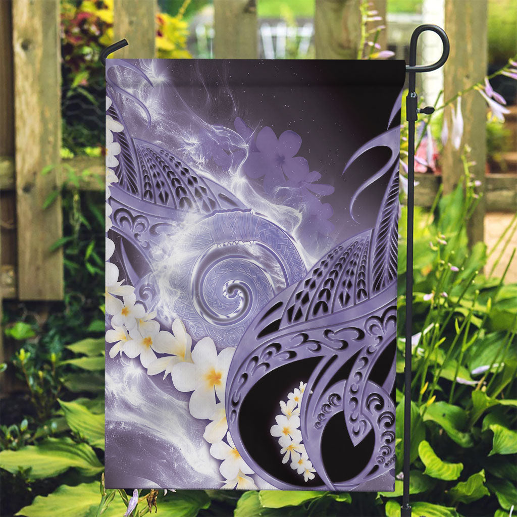 Piko Hawaiian Garden Flag Purple Galaxy Spiral Plumeria Tribal Patterns