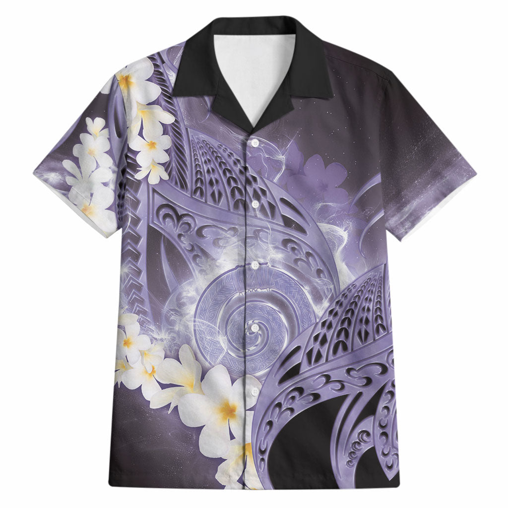 Piko Hawaiian Hawaiian Shirt Purple Galaxy Spiral Plumeria Tribal Patterns