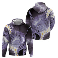 Piko Hawaiian Hoodie Purple Galaxy Spiral Plumeria Tribal Patterns