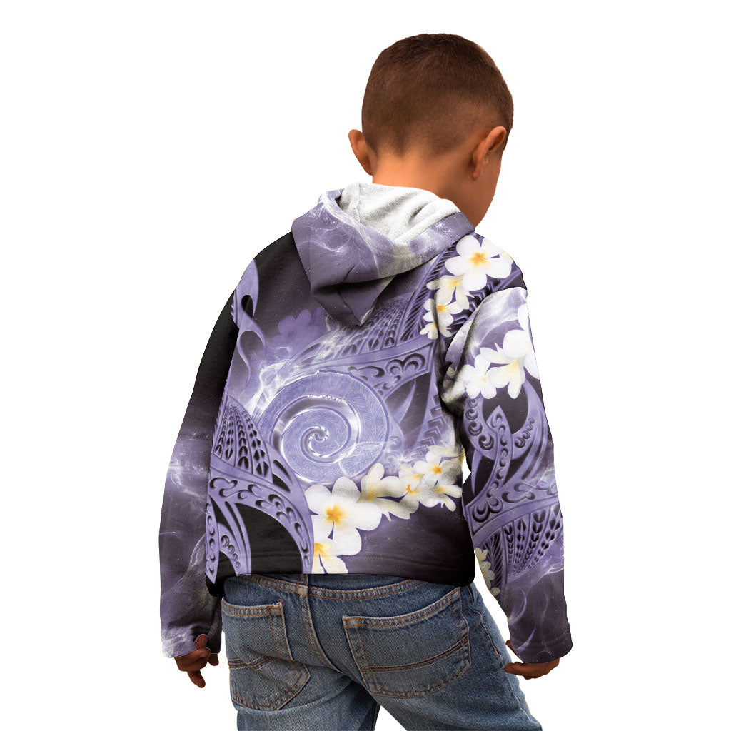 Piko Hawaiian Kid Hoodie Purple Galaxy Spiral Plumeria Tribal Patterns