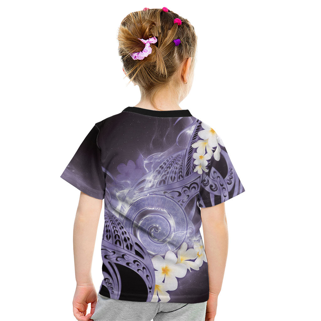 Piko Hawaiian Kid T Shirt Purple Galaxy Spiral Plumeria Tribal Patterns