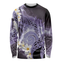 Piko Hawaiian Long Sleeve Shirt Purple Galaxy Spiral Plumeria Tribal Patterns