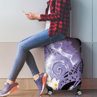 Piko Hawaiian Luggage Cover Purple Galaxy Spiral Plumeria Tribal Patterns