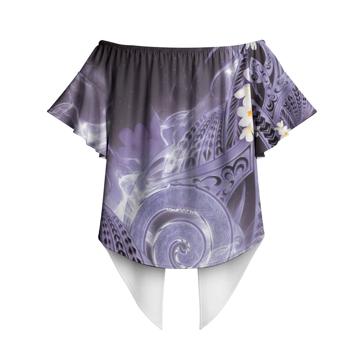 Piko Hawaiian Off Shoulder Wrap Waist Top Purple Galaxy Spiral Plumeria Tribal Patterns DT05 - Polynesian Pride