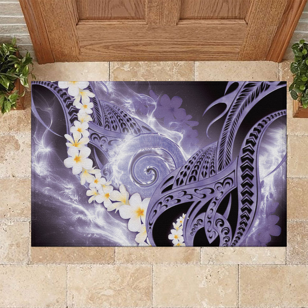 Piko Hawaiian Rubber Doormat Purple Galaxy Spiral Plumeria Tribal Patterns