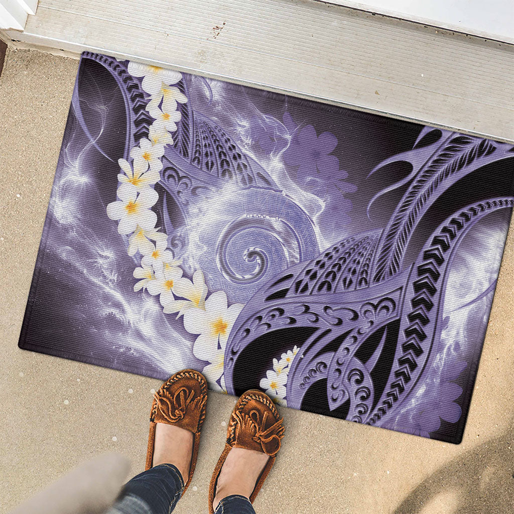 Piko Hawaiian Rubber Doormat Purple Galaxy Spiral Plumeria Tribal Patterns