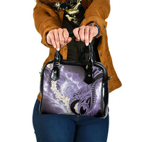 Piko Hawaiian Shoulder Handbag Purple Galaxy Spiral Plumeria Tribal Patterns