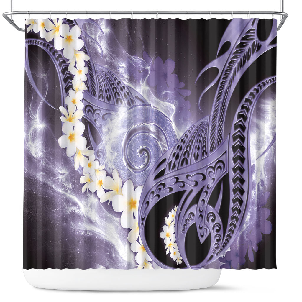 Piko Hawaiian Shower Curtain Purple Galaxy Spiral Plumeria Tribal Patterns
