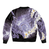 Piko Hawaiian Sleeve Zip Bomber Jacket Purple Galaxy Spiral Plumeria Tribal Patterns