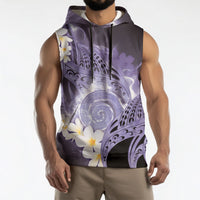 Piko Hawaiian Sleeveless Hoodie Purple Galaxy Spiral Plumeria Tribal Patterns