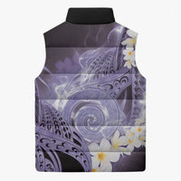 Piko Hawaiian Sleeveless Puffer Jacket Purple Galaxy Spiral Plumeria Tribal Patterns