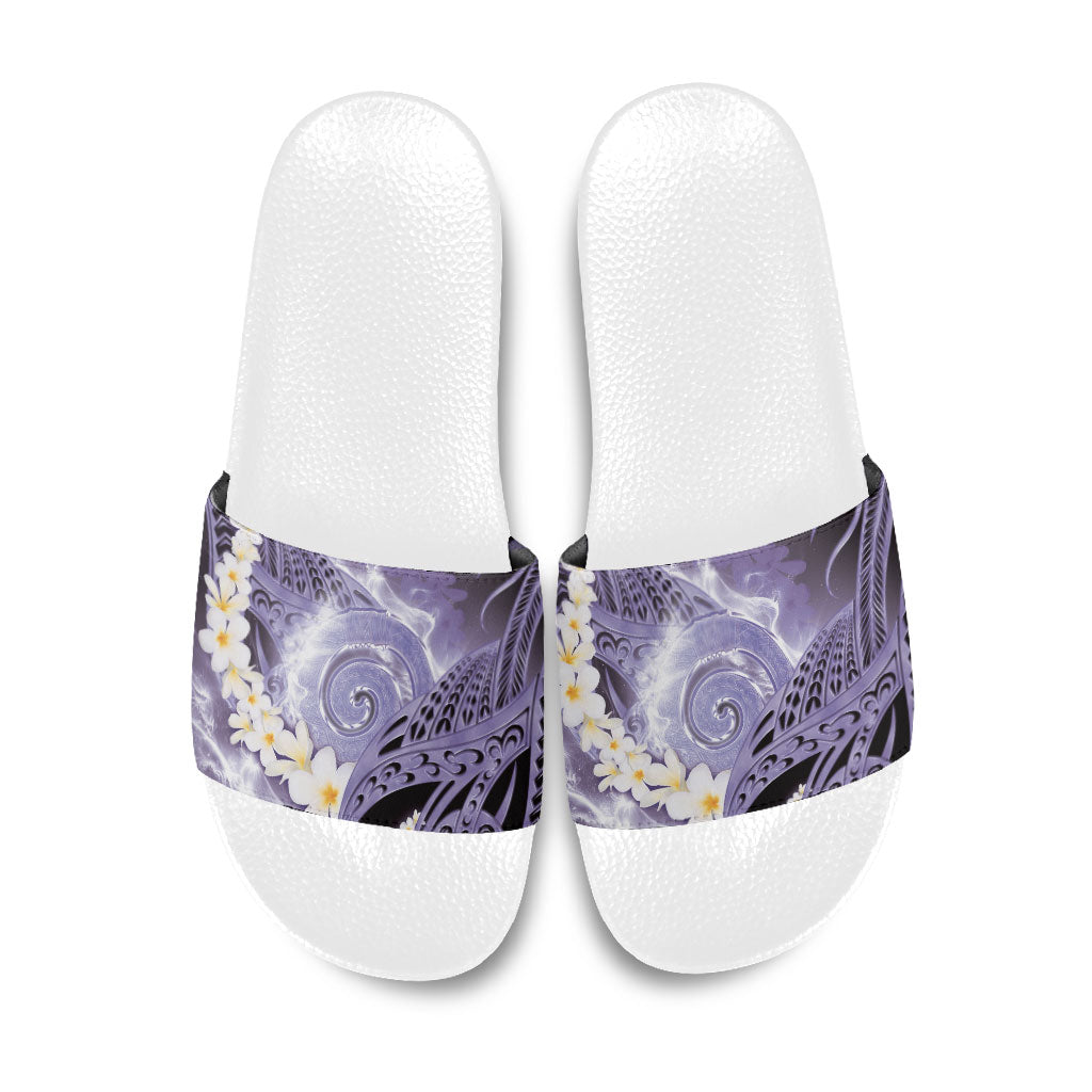 Piko Hawaiian Slide Sandals Purple Galaxy Spiral Plumeria Tribal Patterns