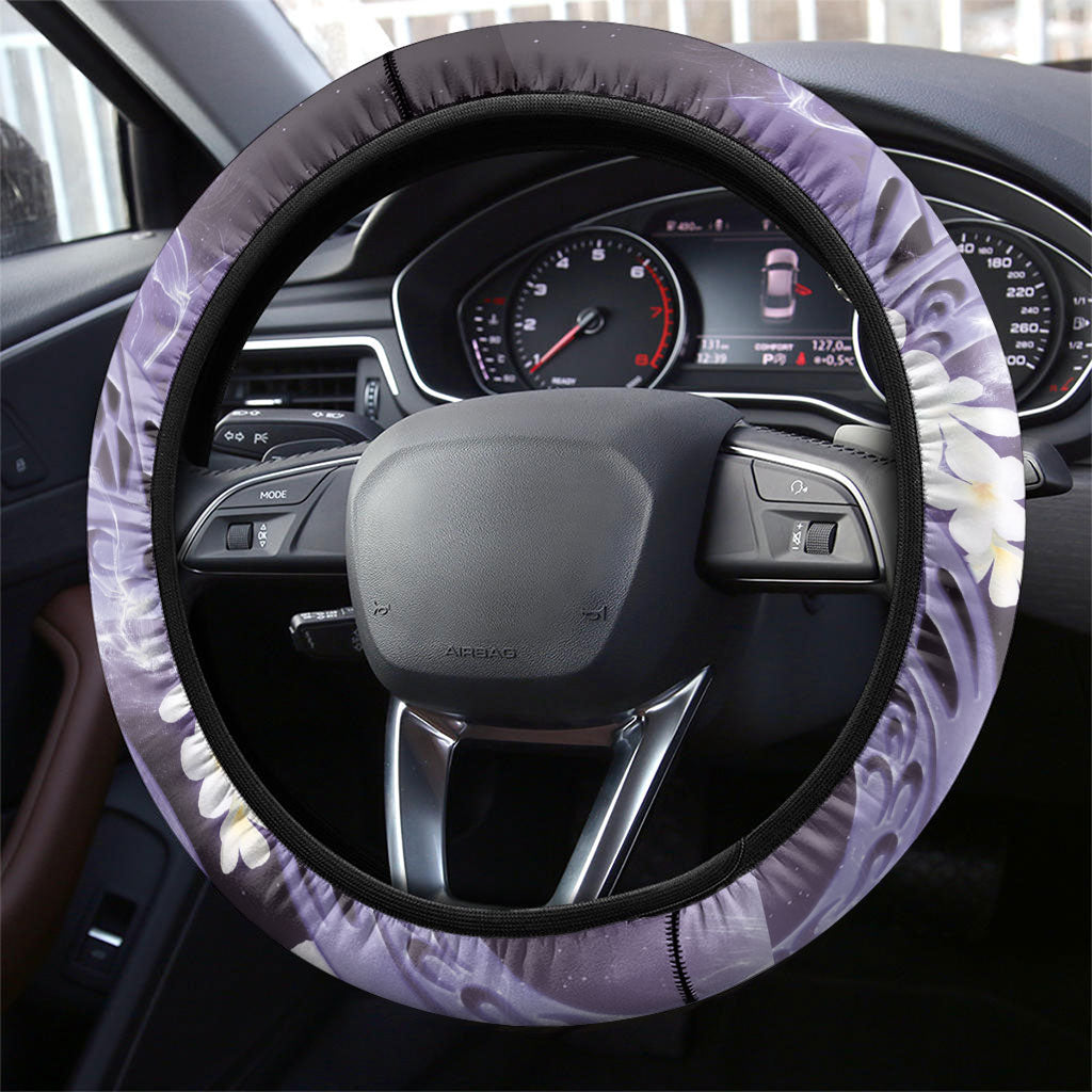 Piko Hawaiian Steering Wheel Cover Purple Galaxy Spiral Plumeria Tribal Patterns