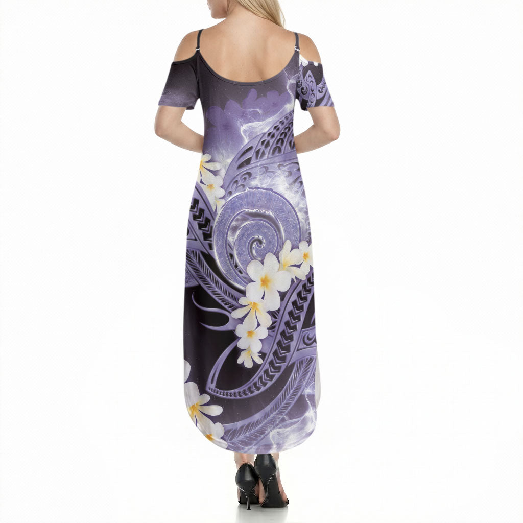 Piko Hawaiian Summer Maxi Dress Purple Galaxy Spiral Plumeria Tribal Patterns