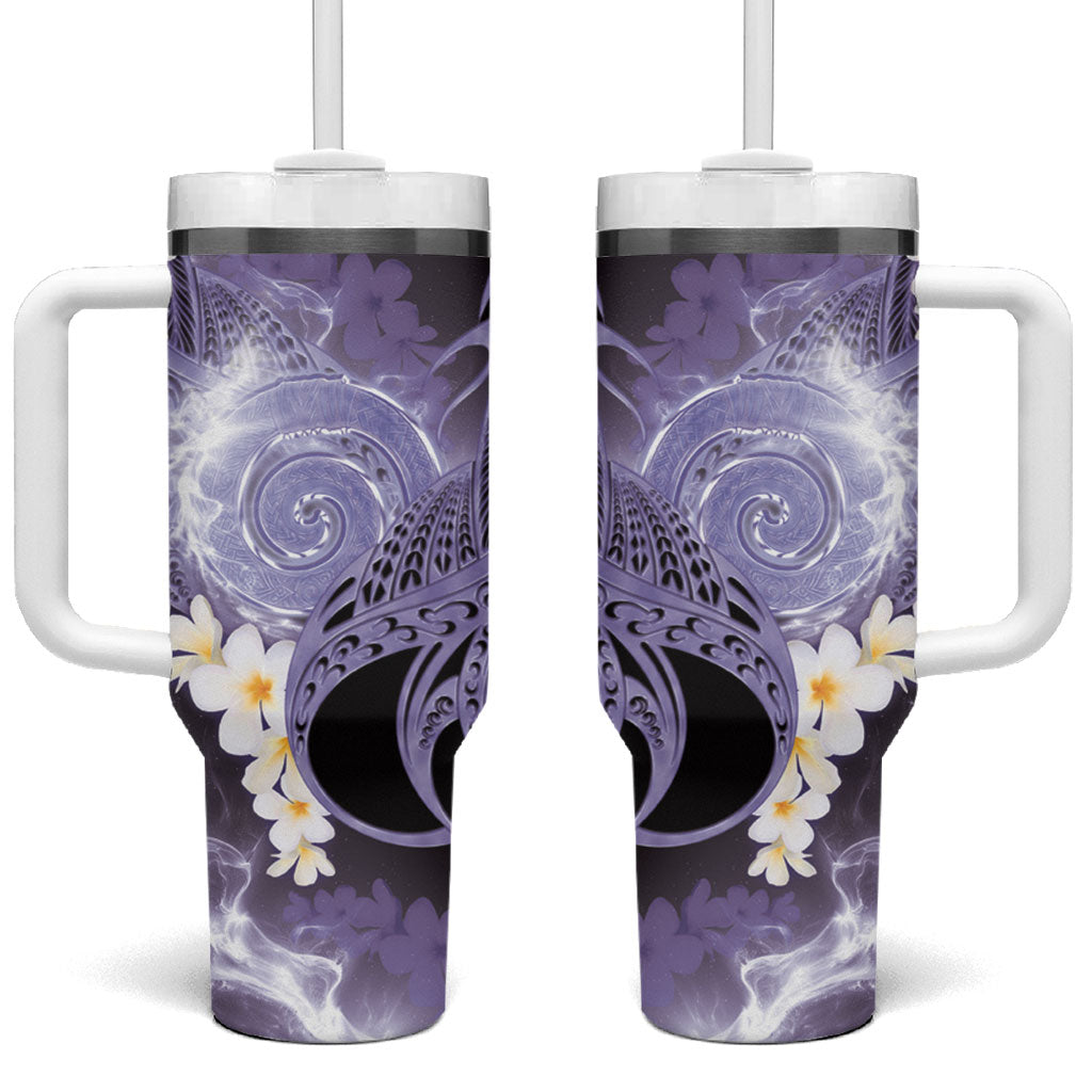 Piko Hawaiian Tumbler With Handle Purple Galaxy Spiral Plumeria Tribal Patterns