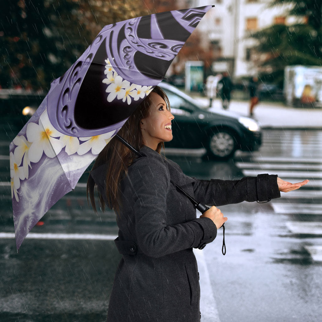 Piko Hawaiian Umbrella Purple Galaxy Spiral Plumeria Tribal Patterns
