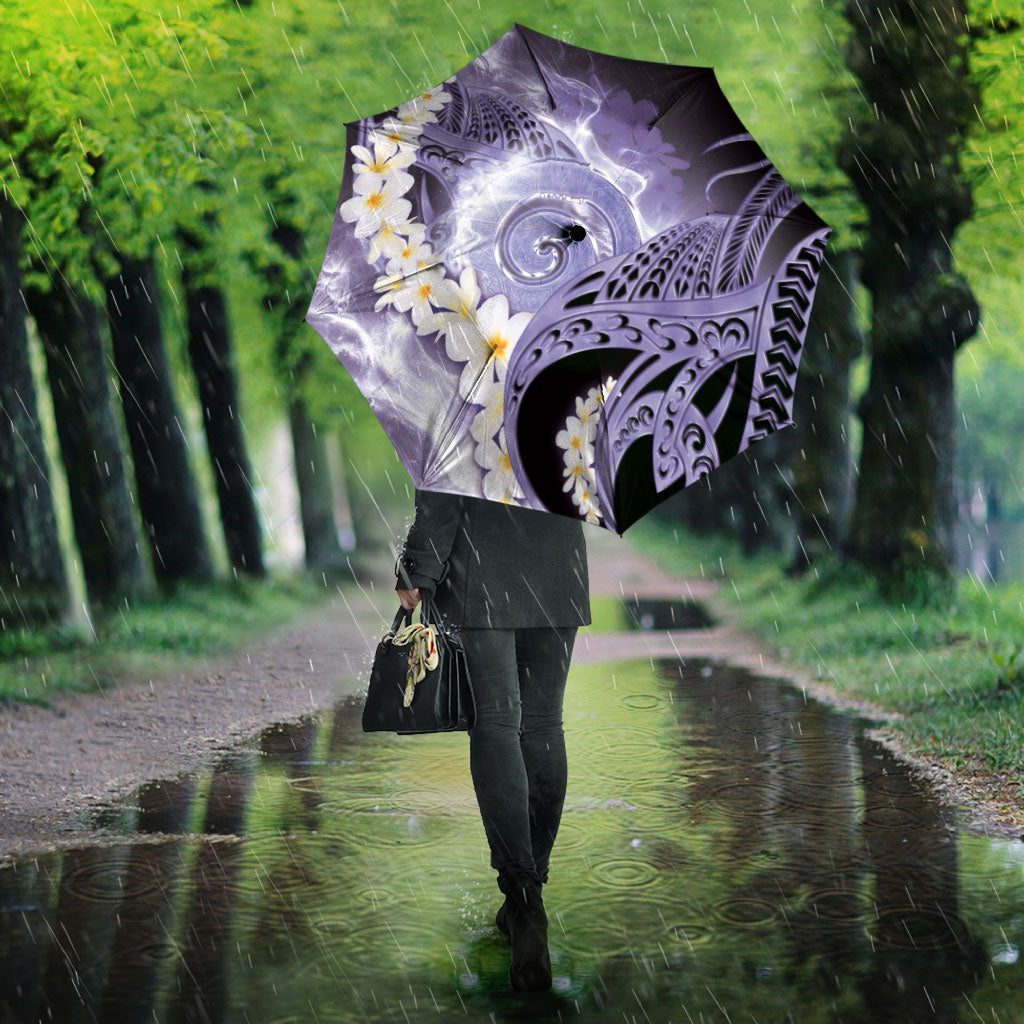 Piko Hawaiian Umbrella Purple Galaxy Spiral Plumeria Tribal Patterns
