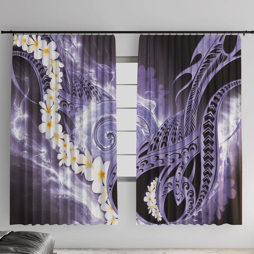 Piko Hawaiian Window Curtain Purple Galaxy Spiral Plumeria Tribal Patterns