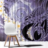 Piko Hawaiian Window Curtain Purple Galaxy Spiral Plumeria Tribal Patterns