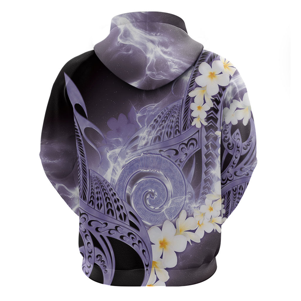 Piko Hawaiian Zip Hoodie Purple Galaxy Spiral Plumeria Tribal Patterns