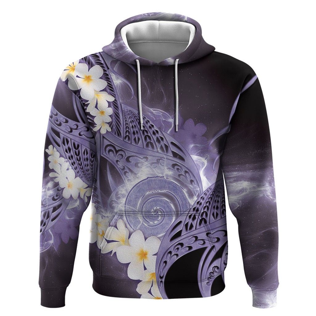 Piko Hawaiian Zip Hoodie Purple Galaxy Spiral Plumeria Tribal Patterns