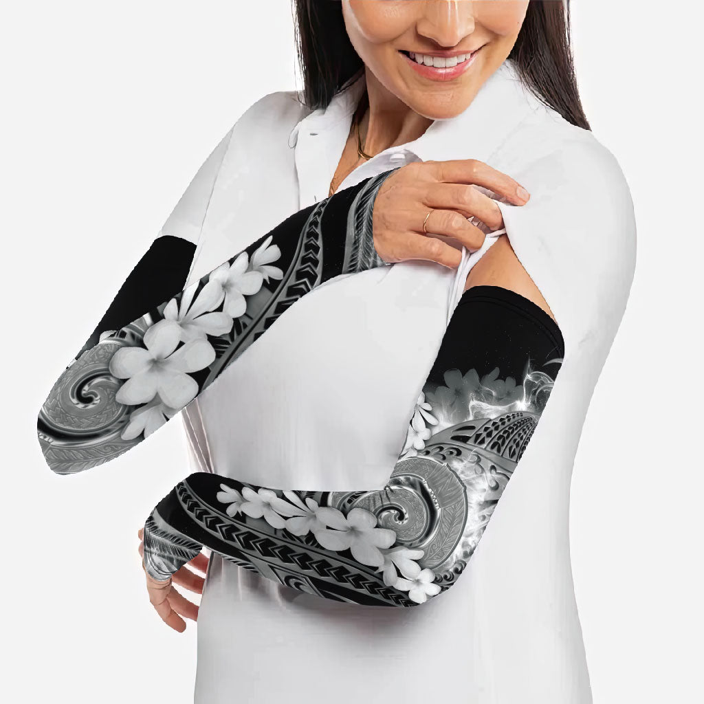 Piko Hawaiian Arm Sleeves Monochrome Galaxy Spiral Plumeria Tribal Patterns