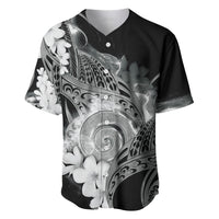 Piko Hawaiian Baseball Jersey Monochrome Galaxy Spiral Plumeria Tribal Patterns