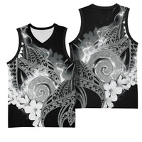 Piko Hawaiian Basketball Jersey Monochrome Galaxy Spiral Plumeria Tribal Patterns