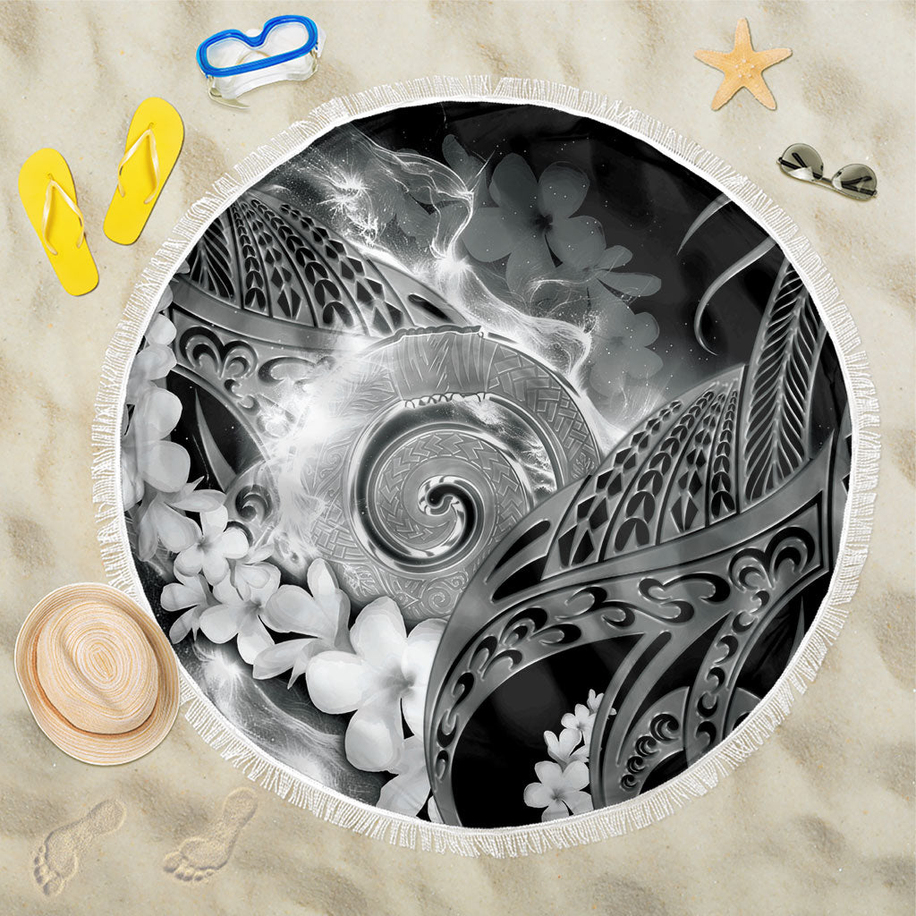 Piko Hawaiian Beach Blanket Monochrome Galaxy Spiral Plumeria Tribal Patterns