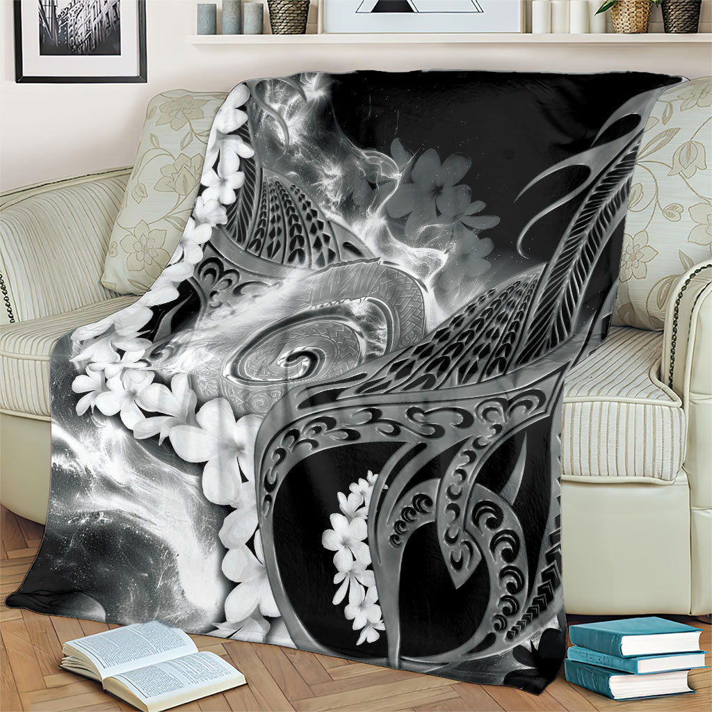 Piko Hawaiian Blanket Monochrome Galaxy Spiral Plumeria Tribal Patterns