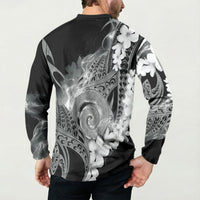 Piko Hawaiian Button Sweatshirt Monochrome Galaxy Spiral Plumeria Tribal Patterns
