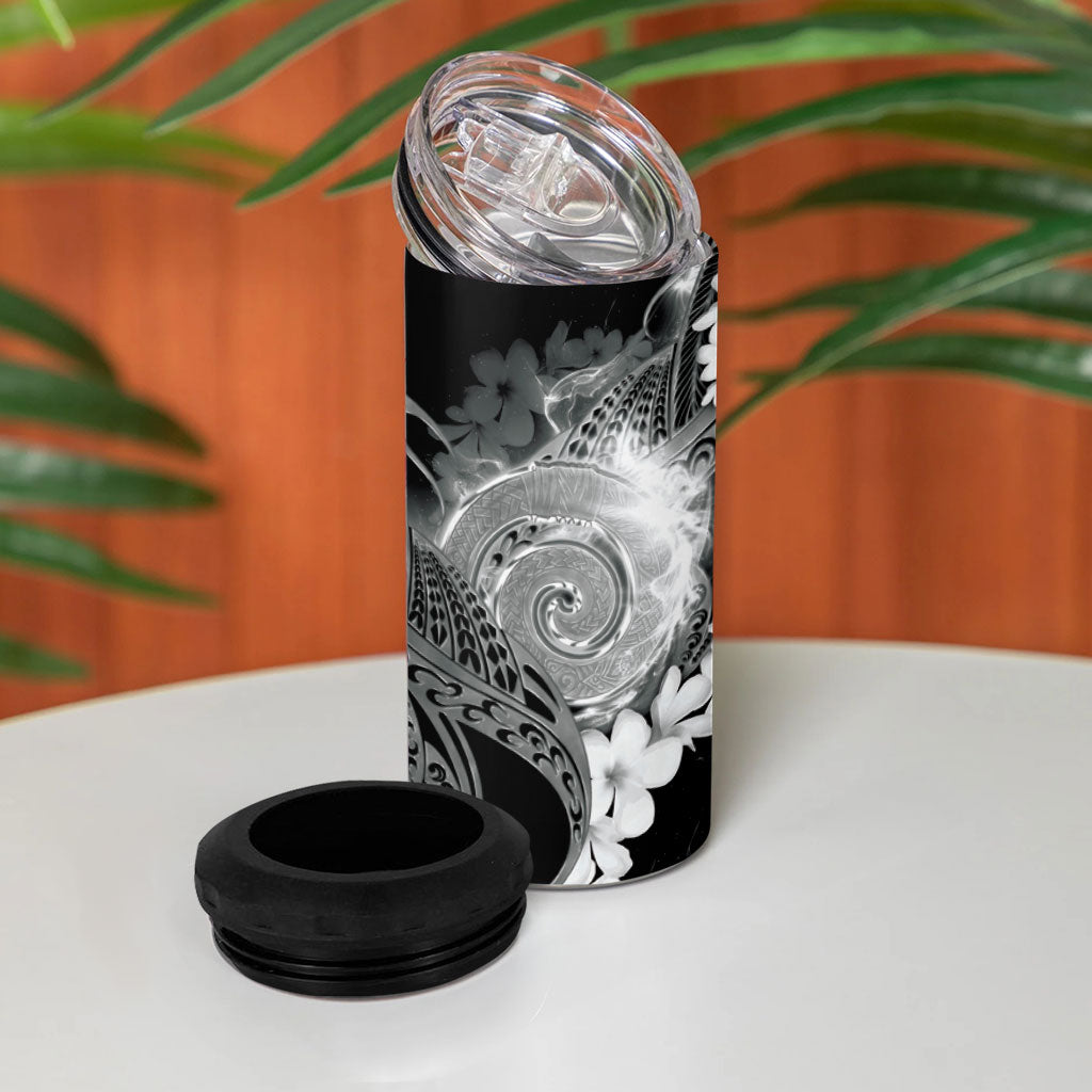 Piko Hawaiian 4 in 1 Can Cooler Tumbler Monochrome Galaxy Spiral Plumeria Tribal Patterns