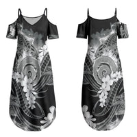 Piko Hawaiian Couples Matching Summer Maxi Dress and Hawaiian Shirt Monochrome Galaxy Spiral Plumeria Tribal Patterns