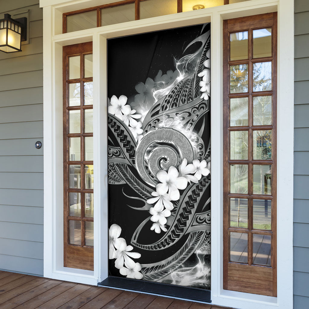 Piko Hawaiian Door Cover Monochrome Galaxy Spiral Plumeria Tribal Patterns