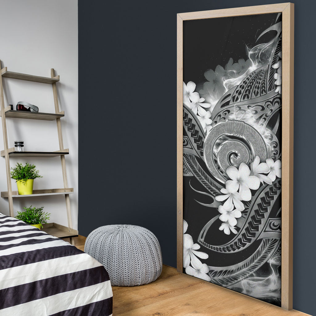 Piko Hawaiian Door Cover Monochrome Galaxy Spiral Plumeria Tribal Patterns
