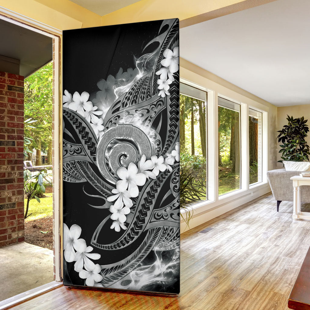 Piko Hawaiian Door Cover Monochrome Galaxy Spiral Plumeria Tribal Patterns