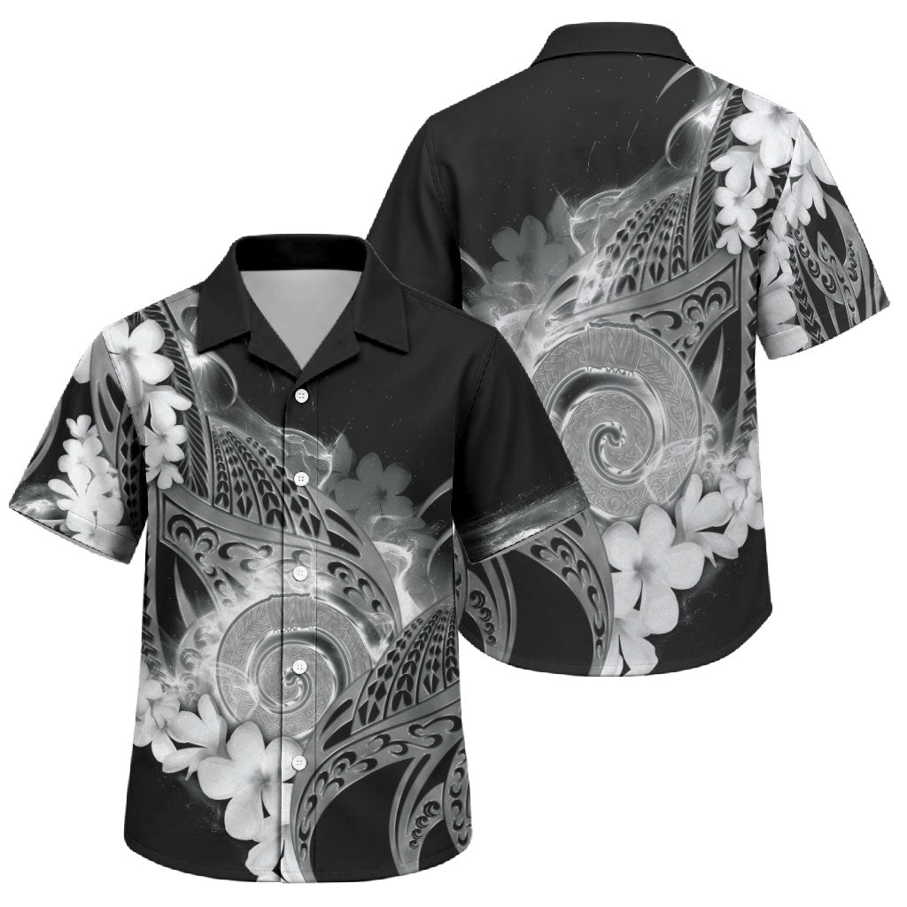 Piko Hawaiian Family Matching Mermaid Dress and Hawaiian Shirt Monochrome Galaxy Spiral Plumeria Tribal Patterns