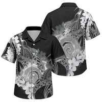 Piko Hawaiian Family Matching Short Sleeve Bodycon Dress and Hawaiian Shirt Monochrome Galaxy Spiral Plumeria Tribal Patterns
