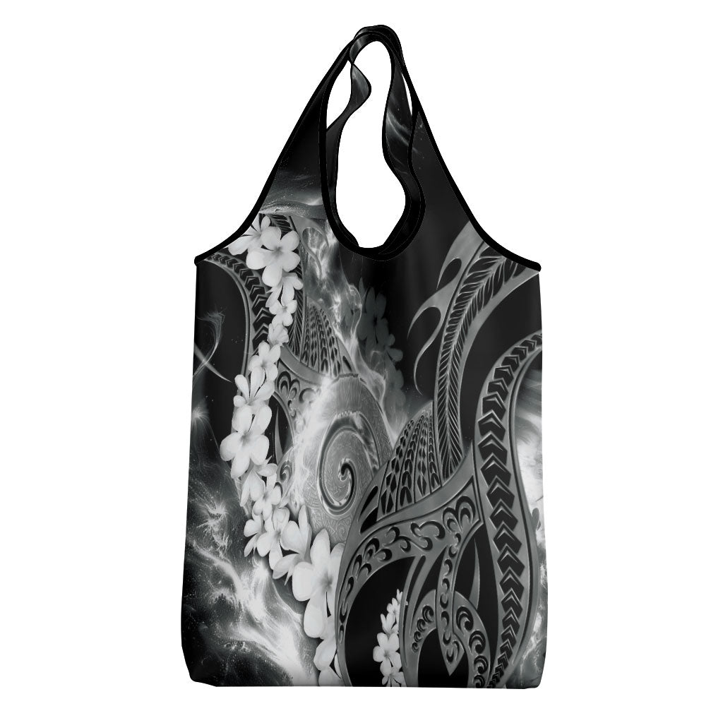 Piko Hawaiian Grocery Bag Monochrome Galaxy Spiral Plumeria Tribal Patterns