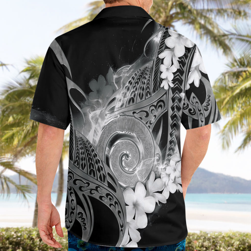 Piko Hawaiian Hawaiian Shirt Monochrome Galaxy Spiral Plumeria Tribal Patterns