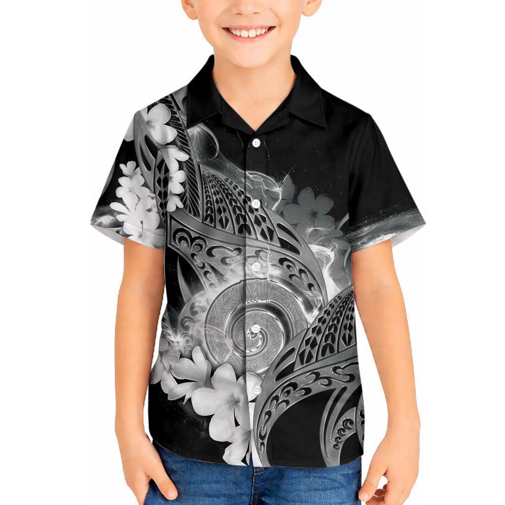 Piko Hawaiian Hawaiian Shirt Monochrome Galaxy Spiral Plumeria Tribal Patterns