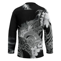 Piko Hawaiian Hockey Jersey Monochrome Galaxy Spiral Plumeria Tribal Patterns