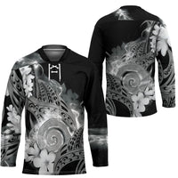 Piko Hawaiian Hockey Jersey Monochrome Galaxy Spiral Plumeria Tribal Patterns
