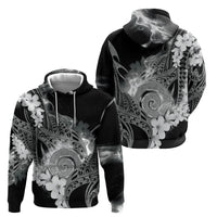 Piko Hawaiian Hoodie Monochrome Galaxy Spiral Plumeria Tribal Patterns