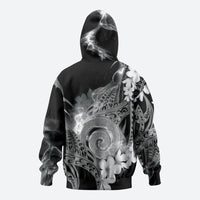 Piko Hawaiian Hoodie Monochrome Galaxy Spiral Plumeria Tribal Patterns