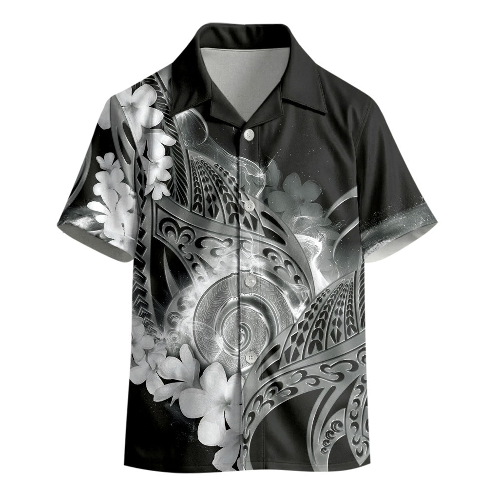 Piko Hawaiian Kid Hawaiian Shirt Monochrome Galaxy Spiral Plumeria Tribal Patterns