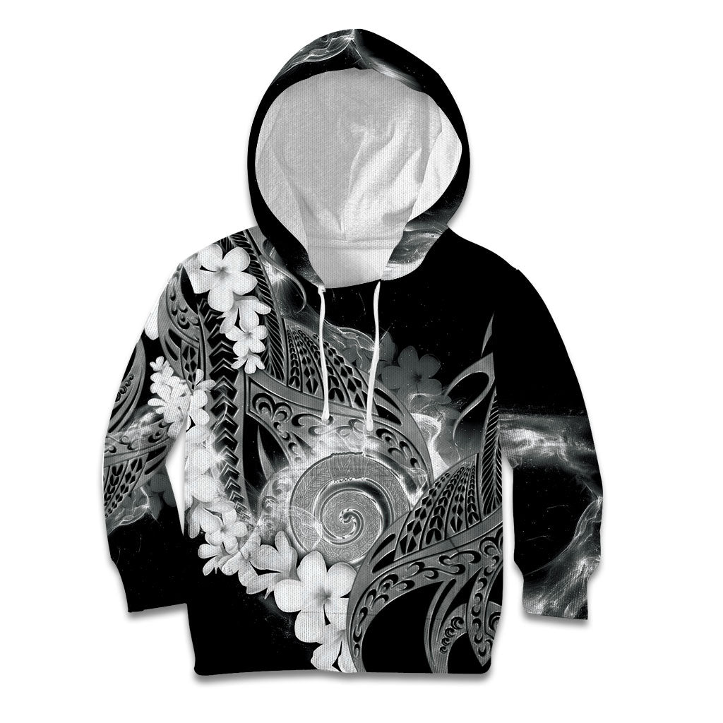 Piko Hawaiian Kid Hoodie Monochrome Galaxy Spiral Plumeria Tribal Patterns