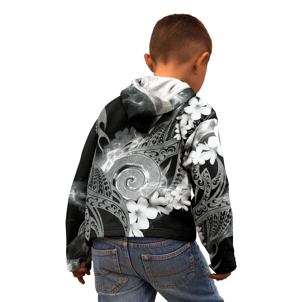 Piko Hawaiian Kid Hoodie Monochrome Galaxy Spiral Plumeria Tribal Patterns