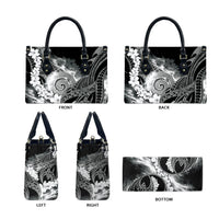 Piko Hawaiian Leather Bag Monochrome Galaxy Spiral Plumeria Tribal Patterns