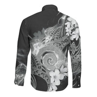 Piko Hawaiian Long Sleeve Button Shirt Monochrome Galaxy Spiral Plumeria Tribal Patterns